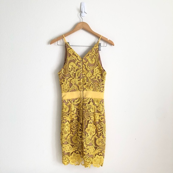 Dress the Population Ava Canary Yellow Lace Dress Small - Picture 3 of 11
